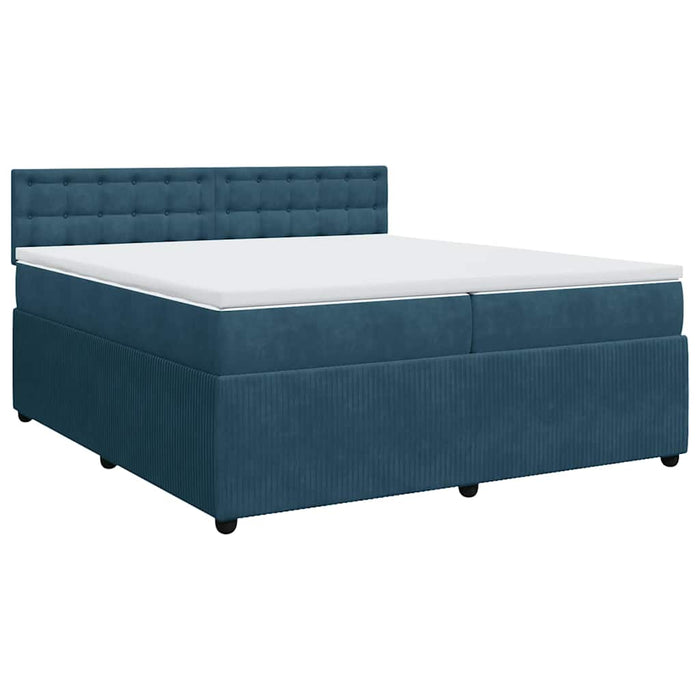 Pat box spring cu saltea, albastru, 200x200 cm, catifea - WALTI WALTI