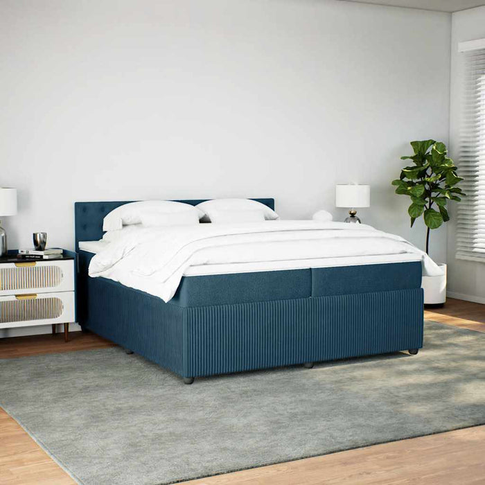 Pat box spring cu saltea, albastru, 200x200 cm, catifea - WALTI WALTI