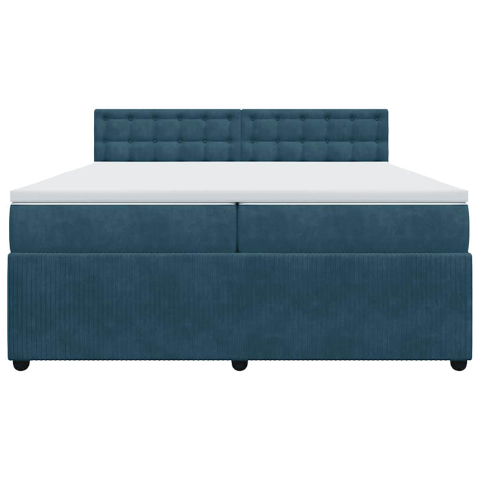 Pat box spring cu saltea, albastru, 200x200 cm, catifea - WALTI WALTI