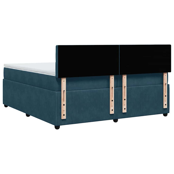 Pat box spring cu saltea, albastru, 200x200 cm, catifea - WALTI WALTI
