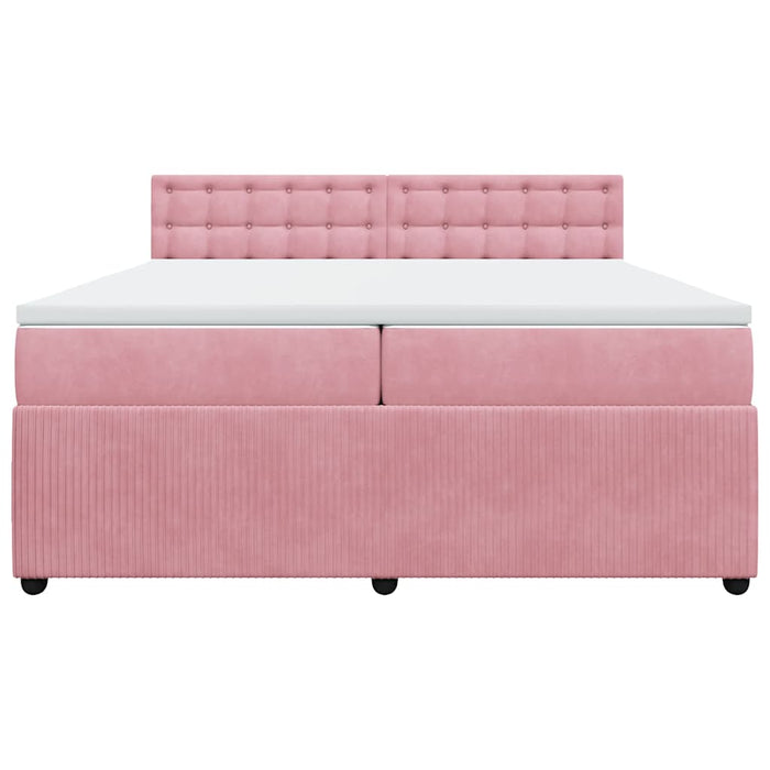 Pat box spring cu saltea, roz, 200x200 cm, catifea - WALTI WALTI
