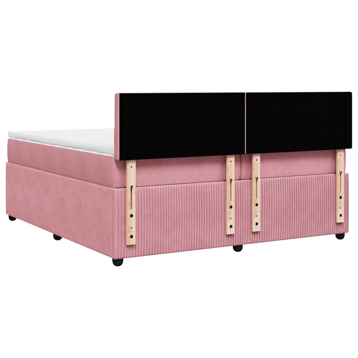 Pat box spring cu saltea, roz, 200x200 cm, catifea - WALTI WALTI