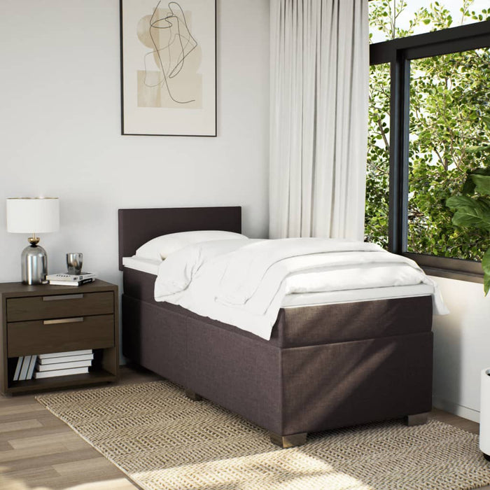Pat box spring cu saltea, maro închis, 80x200 cm, textil WALTI