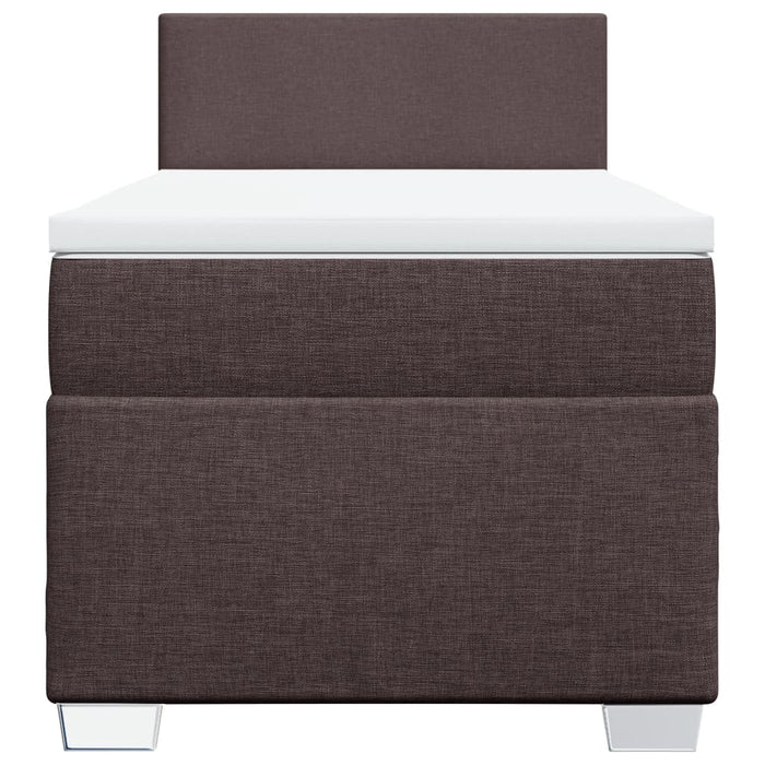 Pat box spring cu saltea, maro închis, 80x200 cm, textil WALTI