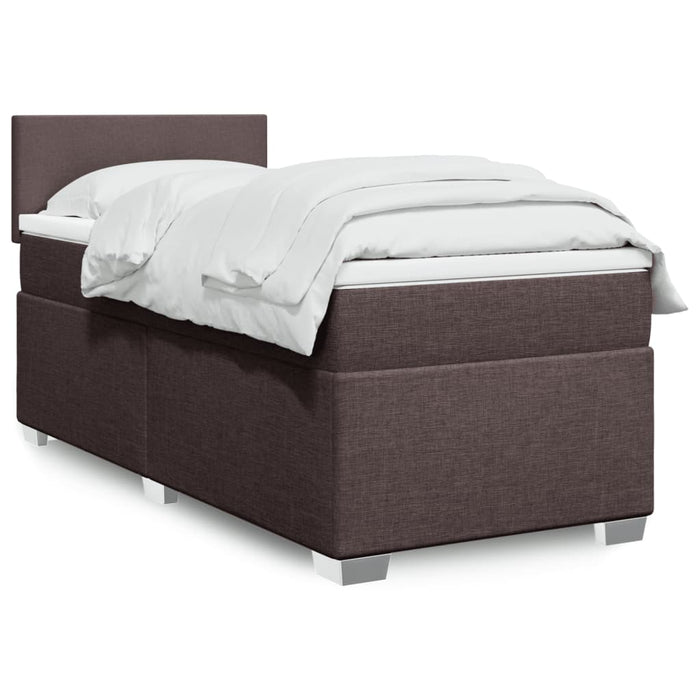 Pat box spring cu saltea, maro închis, 80x200 cm, textil WALTI