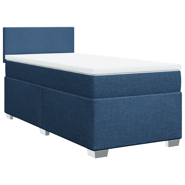 Pat box spring cu saltea, albastru, 80x200 cm, textil - WALTI WALTI