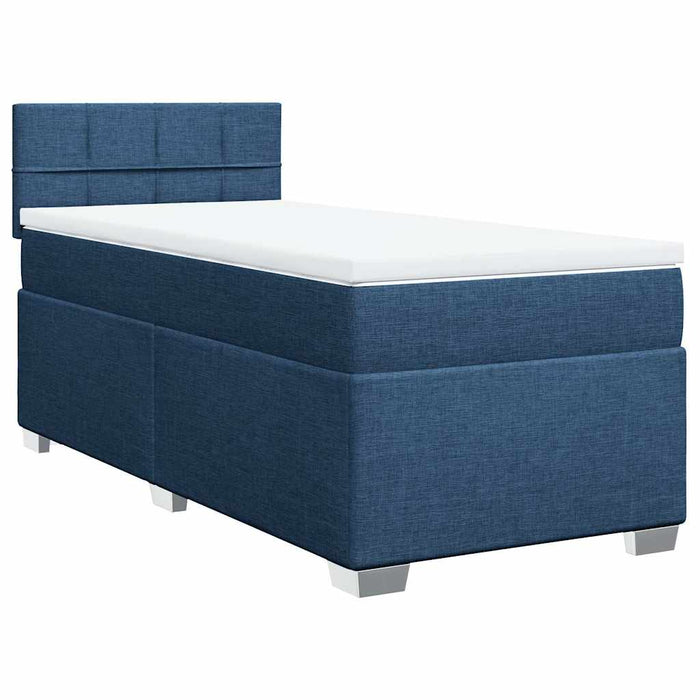Pat box spring cu saltea, albastru, 80x200 cm, textil - WALTI WALTI