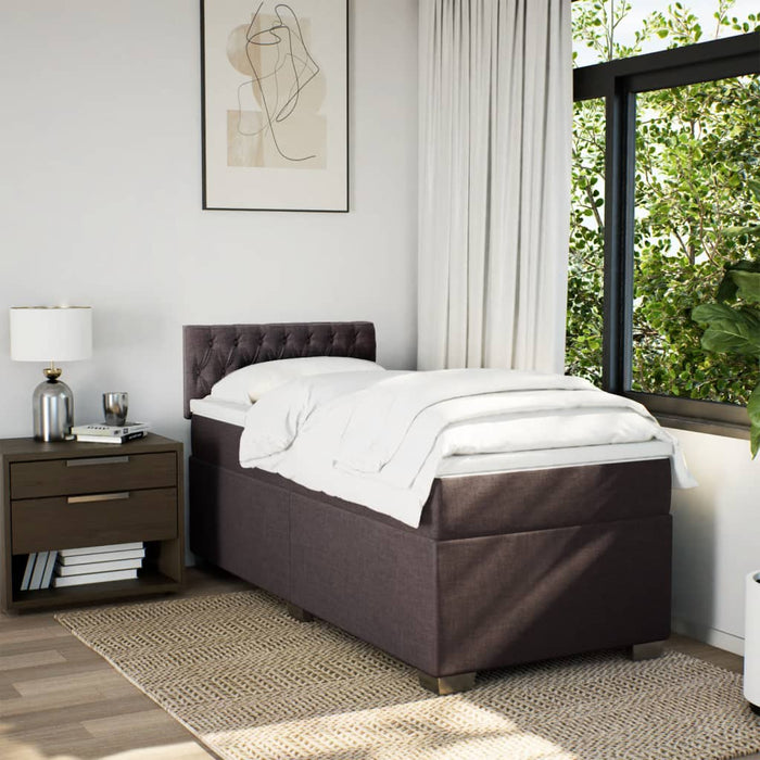 Pat box spring cu saltea, maro închis, 80x200 cm, textil WALTI
