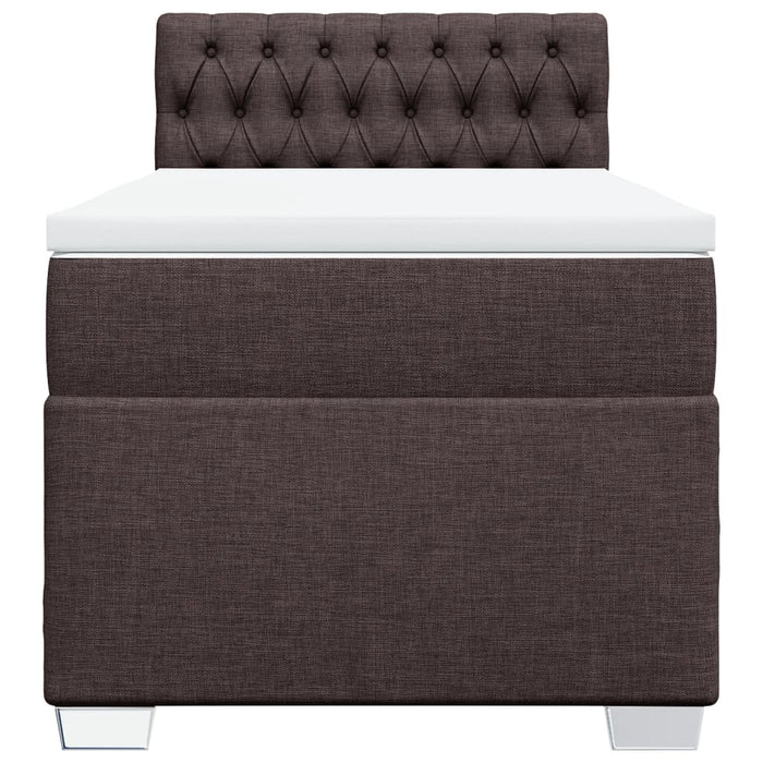 Pat box spring cu saltea, maro închis, 80x200 cm, textil WALTI