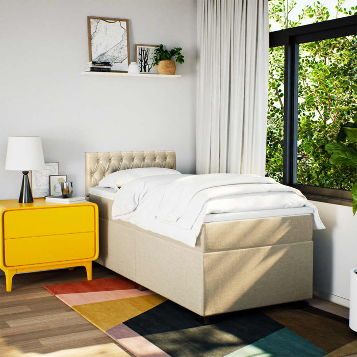 Pat box spring cu saltea, crem, 80x200 cm, textil - WALTI WALTI