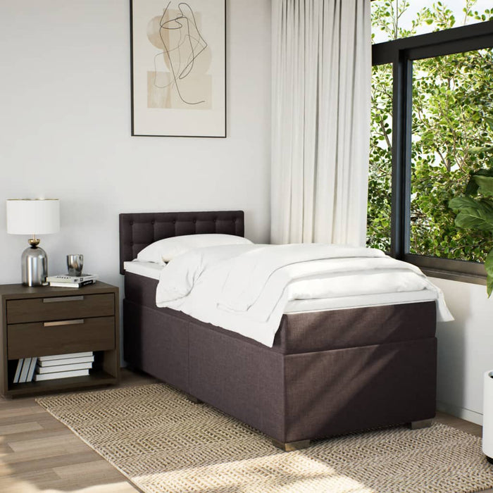 Pat box spring cu saltea, maro închis, 80x200 cm, textil WALTI