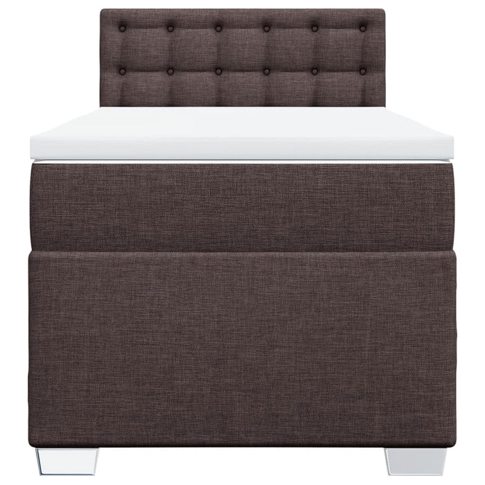 Pat box spring cu saltea, maro închis, 80x200 cm, textil WALTI