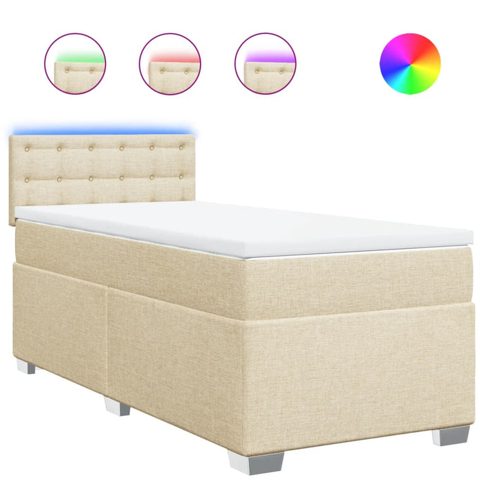 Pat box spring cu saltea, crem, 80x200 cm, textil - WALTI WALTI
