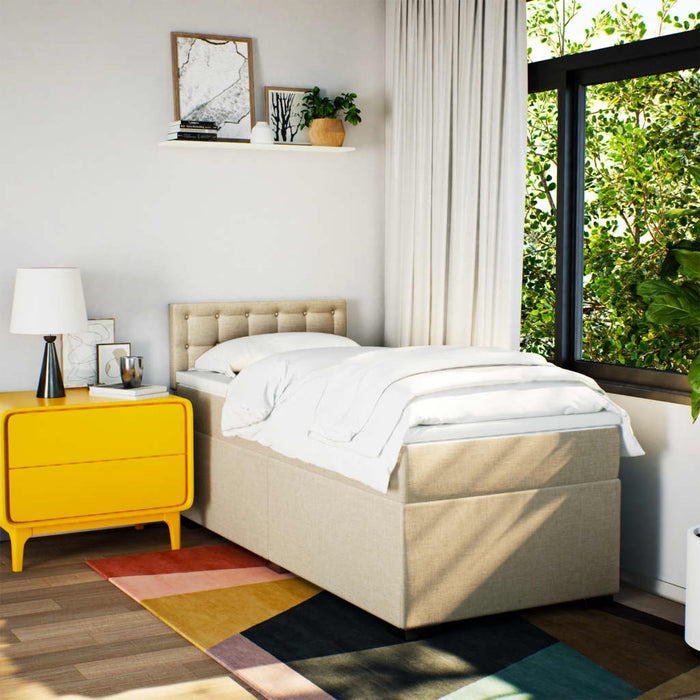 Pat box spring cu saltea, crem, 80x200 cm, textil - WALTI WALTI