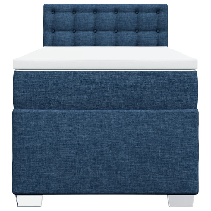 Pat box spring cu saltea, albastru, 80x200 cm, textil - WALTI WALTI