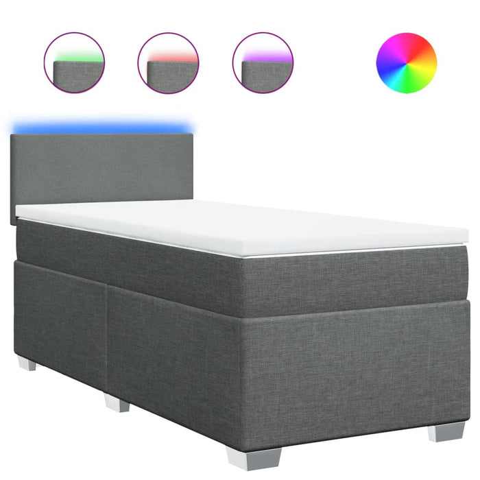 Pat box spring cu saltea, gri închis, 90x190 cm, textil - WALTI WALTI