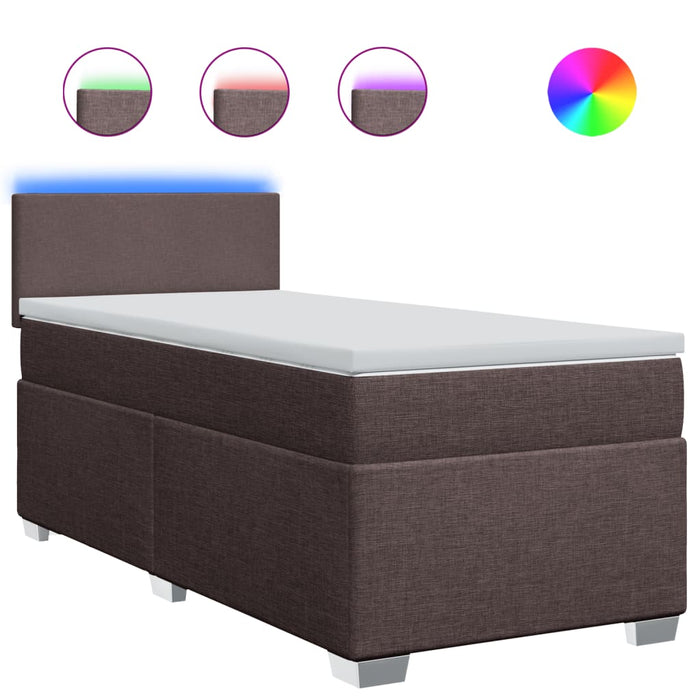 Pat box spring cu saltea, maro închis, 90x190 cm, textil - WALTI WALTI