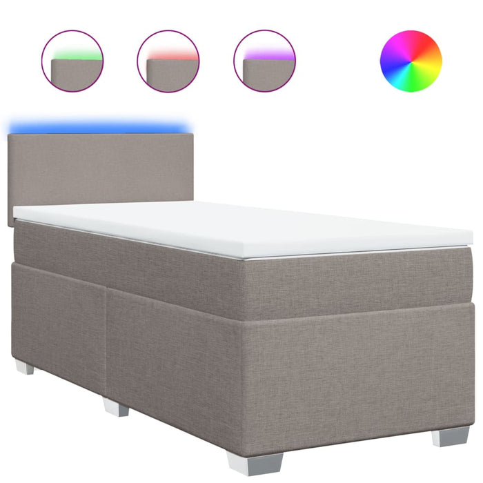Pat box spring cu saltea, gri taupe, 90x190 cm, textil WALTI