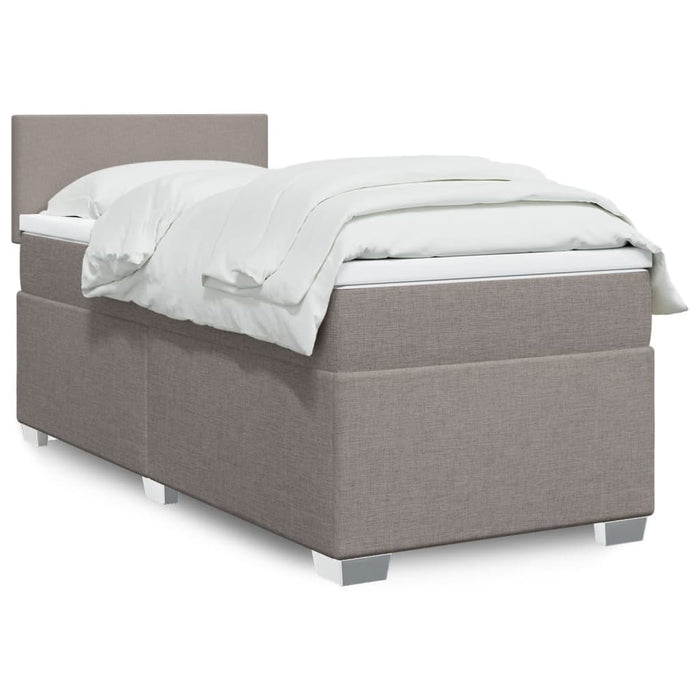 Pat box spring cu saltea, gri taupe, 90x190 cm, textil WALTI