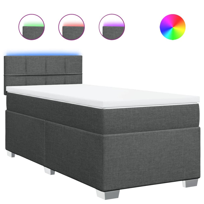 Pat box spring cu saltea, gri închis, 90x190 cm, textil - WALTI WALTI