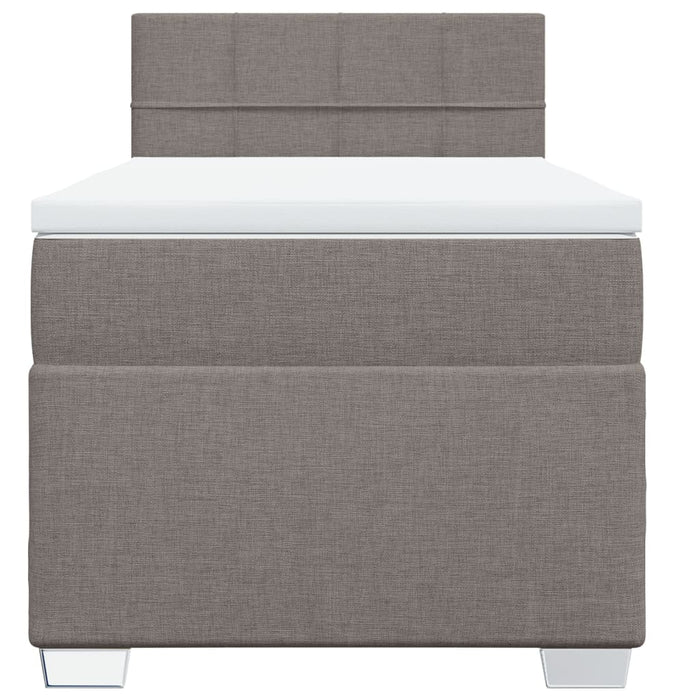 Pat box spring cu saltea, gri taupe, 90x190 cm, textil WALTI