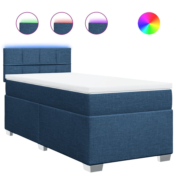 Pat box spring cu saltea, albastru, 90x190 cm, textil - WALTI WALTI