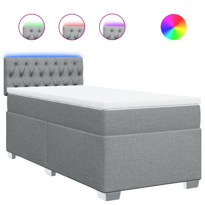 Pat box spring cu saltea, gri deschis, 90x190 cm, textil - WALTI WALTI