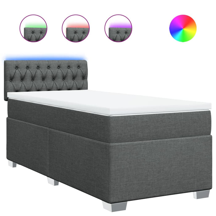 Pat box spring cu saltea, gri închis, 90x190 cm, textil - WALTI WALTI