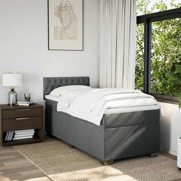 Pat box spring cu saltea, gri închis, 90x190 cm, textil - WALTI WALTI