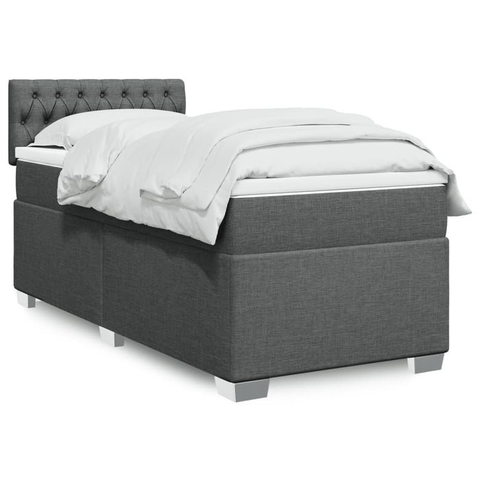 Pat box spring cu saltea, gri închis, 90x190 cm, textil - WALTI WALTI