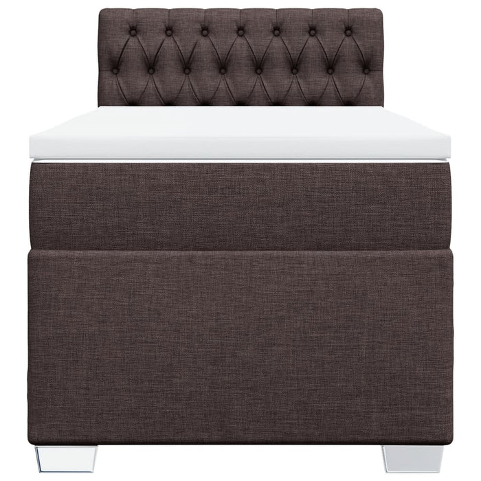 Pat box spring cu saltea, maro închis, 90x190 cm, textil WALTI