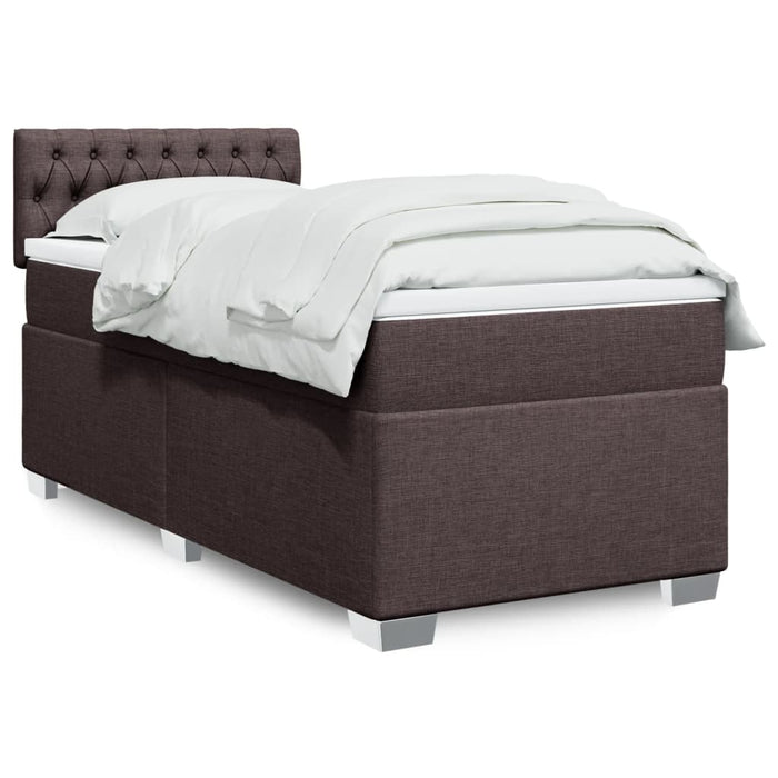 Pat box spring cu saltea, maro închis, 90x190 cm, textil WALTI