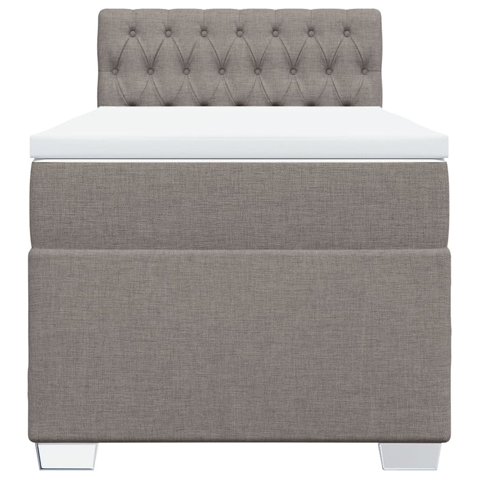 Pat box spring cu saltea, gri taupe, 90x190 cm, textil - WALTI WALTI