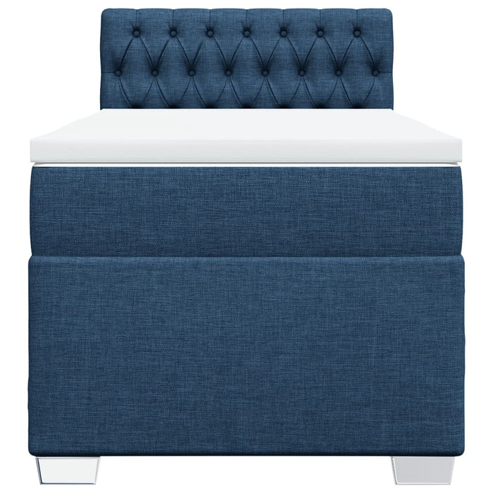 Pat box spring cu saltea, albastru, 90x190 cm, textil WALTI
