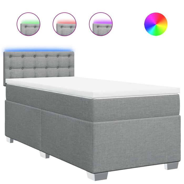 Pat box spring cu saltea, gri deschis, 90x190 cm, textil - WALTI WALTI