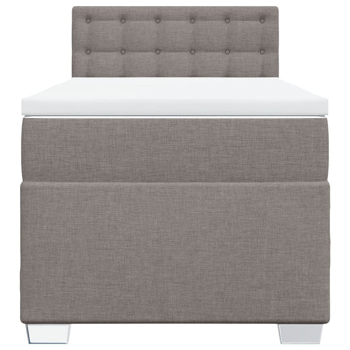 Pat box spring cu saltea, gri taupe, 90x190 cm, textil - WALTI WALTI