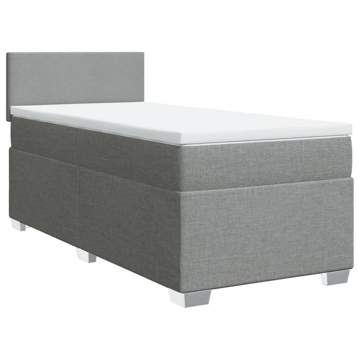 Pat box spring cu saltea, gri deschis, 90x200 cm, textil - WALTI WALTI