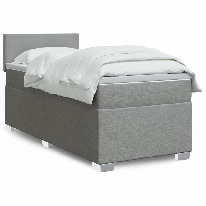 Pat box spring cu saltea, gri deschis, 90x200 cm, textil - WALTI WALTI