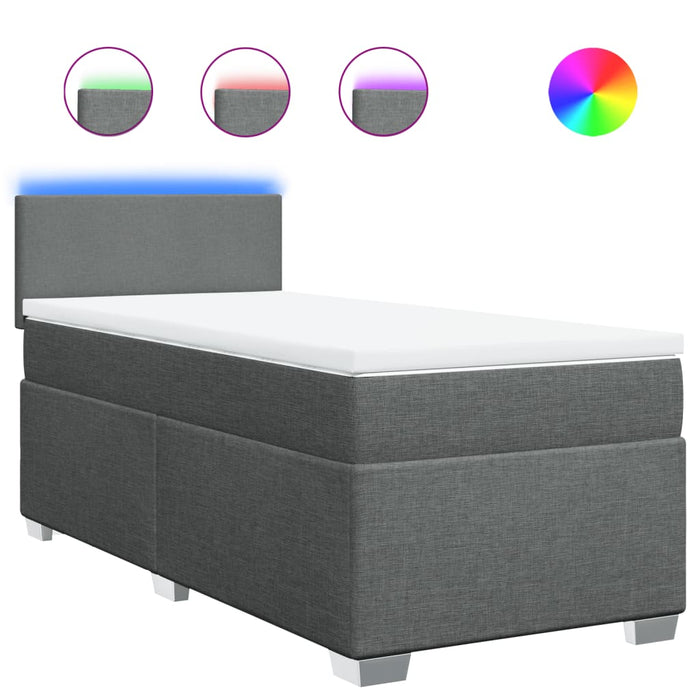 Pat box spring cu saltea, gri închis, 90x200 cm, textil - WALTI WALTI