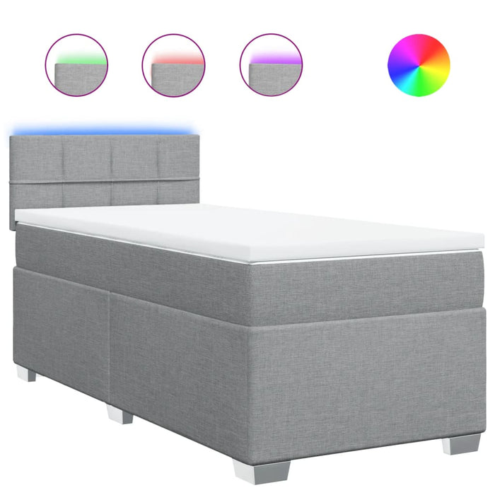 Pat box spring cu saltea, gri deschis, 90x200 cm, textil - WALTI WALTI