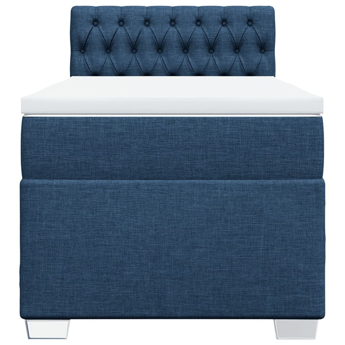 Pat box spring cu saltea, albastru, 90x200 cm, textil - WALTI WALTI