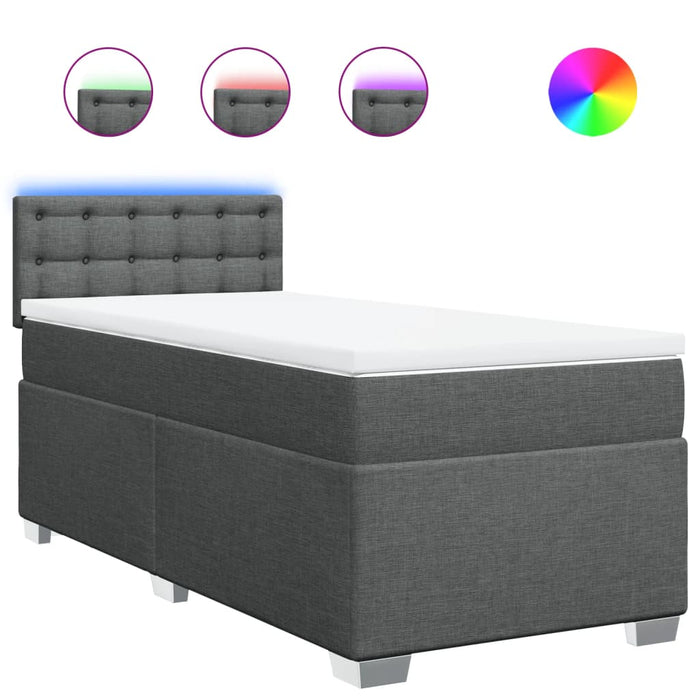 Pat box spring cu saltea, gri închis, 90x200 cm, textil - WALTI WALTI