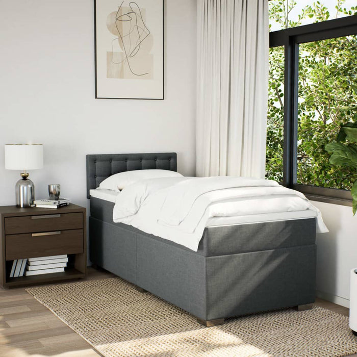 Pat box spring cu saltea, gri închis, 90x200 cm, textil - WALTI WALTI