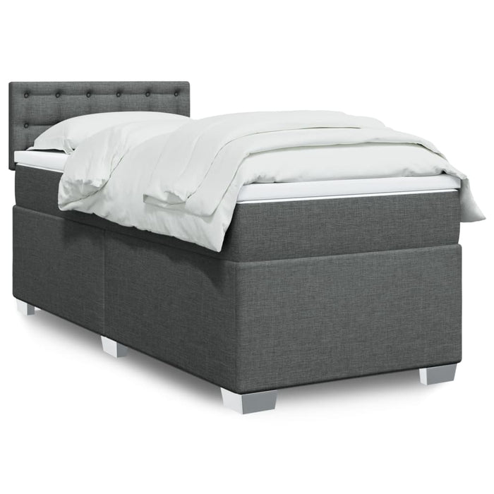 Pat box spring cu saltea, gri închis, 90x200 cm, textil - WALTI WALTI