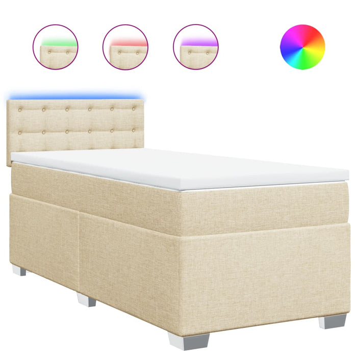 Pat box spring cu saltea, crem, 90x200 cm, textil - WALTI WALTI