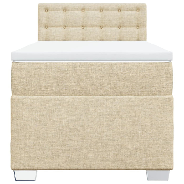 Pat box spring cu saltea, crem, 90x200 cm, textil - WALTI WALTI