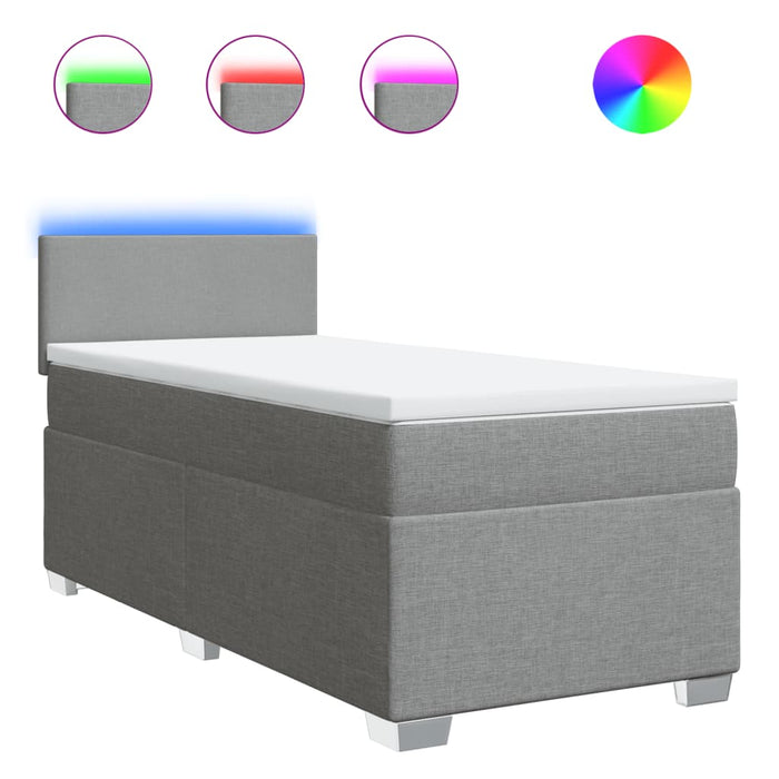 Pat box spring cu saltea, gri deschis, 100x200 cm, textil - WALTI WALTI