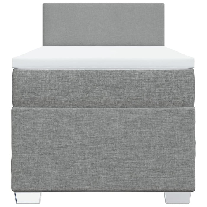 Pat box spring cu saltea, gri deschis, 100x200 cm, textil - WALTI WALTI