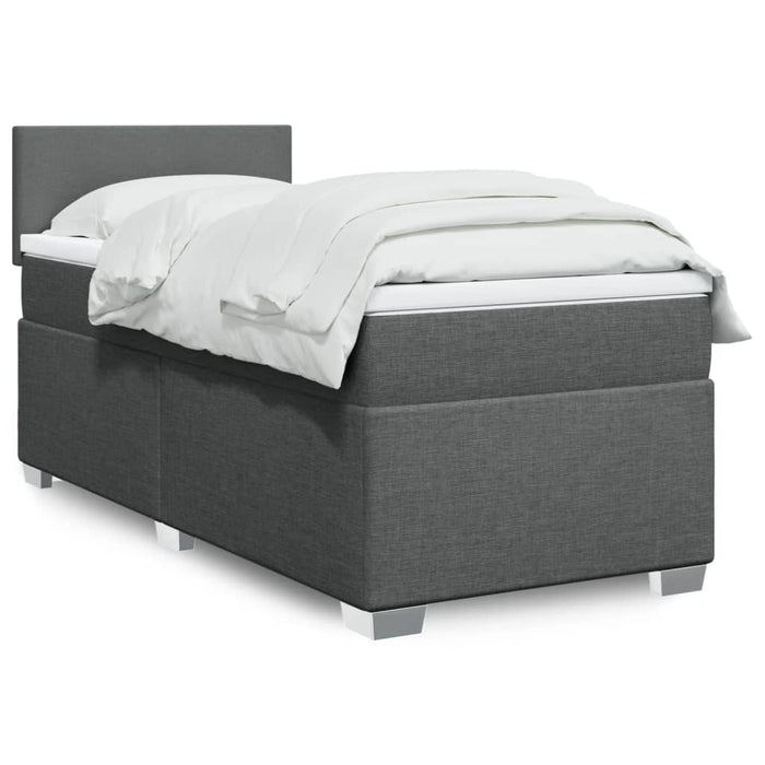 Pat box spring cu saltea, gri închis, 100x200 cm, textil - WALTI WALTI