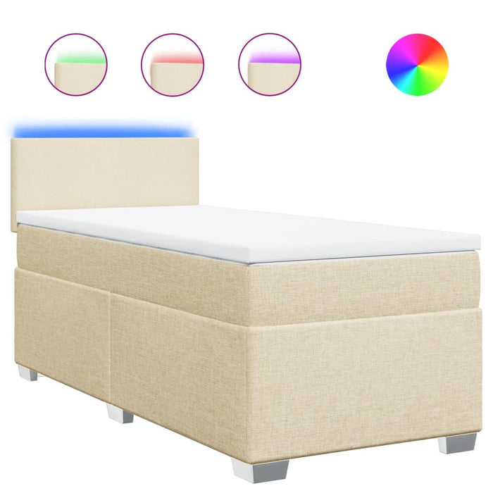 Pat box spring cu saltea, crem, 100x200 cm, textil - WALTI WALTI